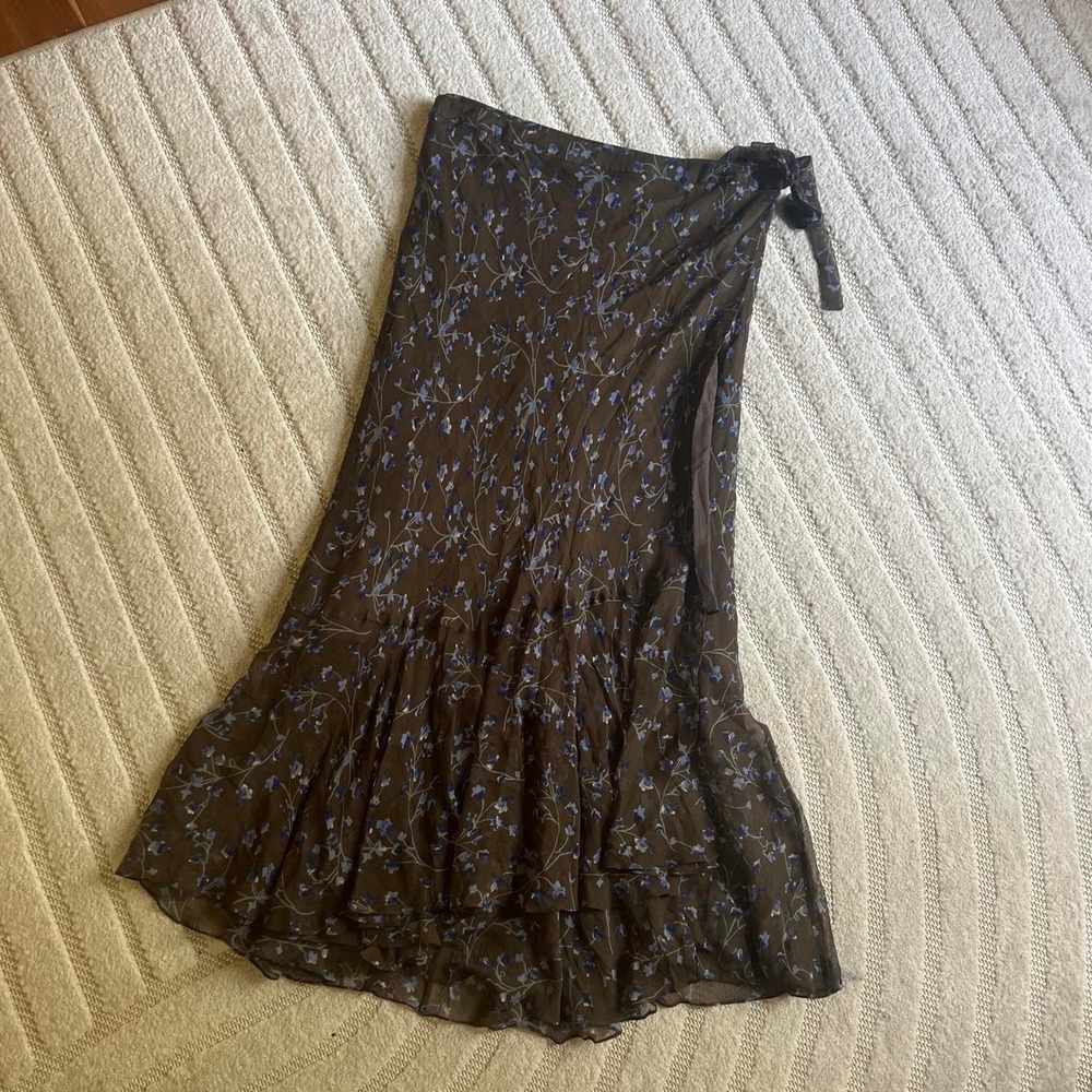Vtg y2k Sundance brown silk max skirt size 12 boho hippie indie Whimsygoth